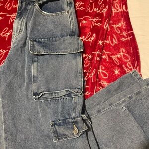 Blue Denim Cargo Pants